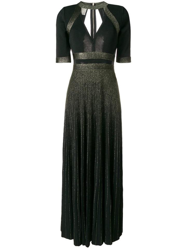 Elie Saab Tulle Detail Pleated Dress - Black