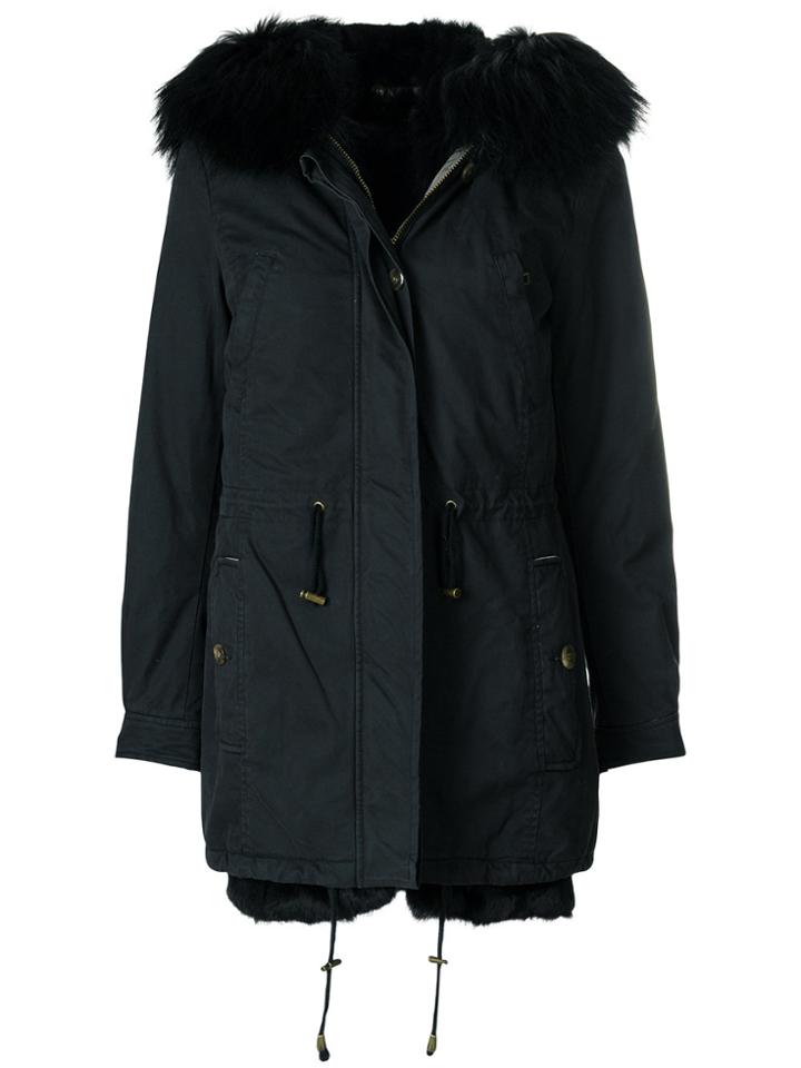 Alessandra Chamonix Parka Coat With Removable Trim - Black