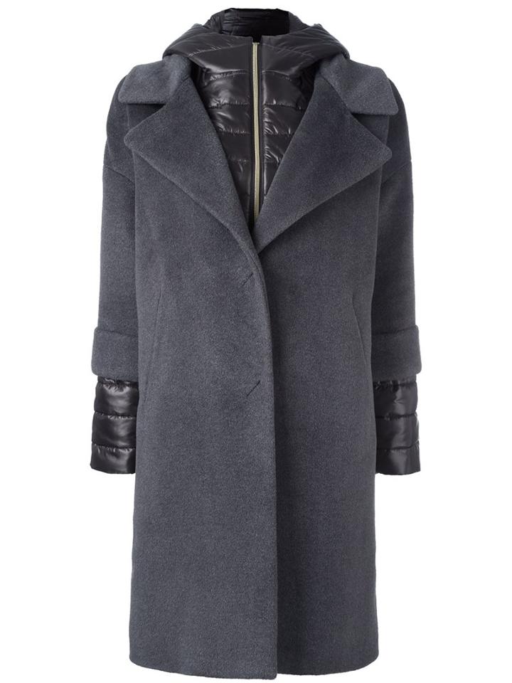 Herno Layered Coat, Women's, Size: 42, Grey, Silk/polyamide/wool