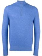 Loro Piana Zip Collar Jumper, Men's, Size: 50, Blue, Silk/cotton/cashmere