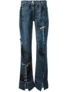 Dolce & Gabbana Vintage Distressed Safety Pin Detail Jeans, Women's, Size: 42, Blue