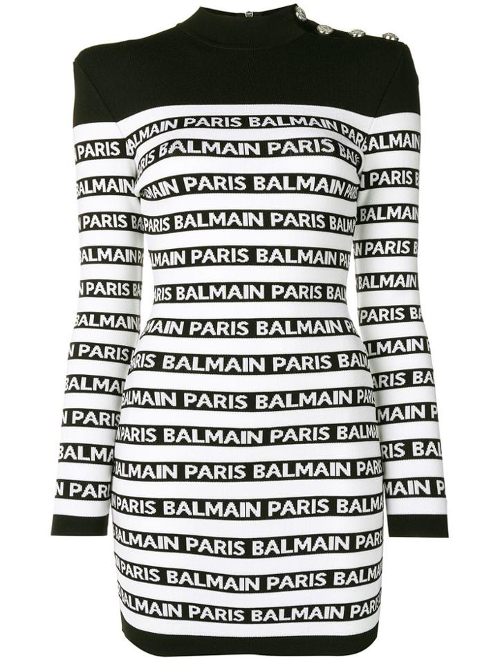 Balmain Logo Knit Dress - Black