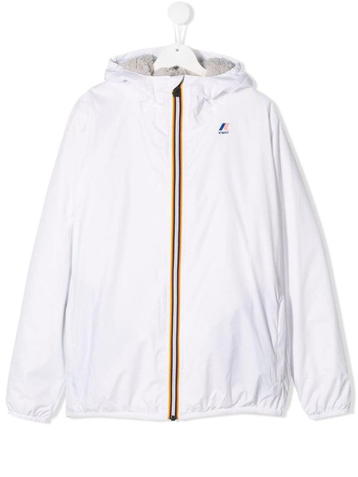 K Way Kids Hooded Raincoat - White