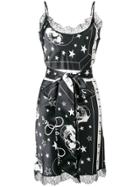 Philipp Plein Skull Print Belted Slip Dress - Black