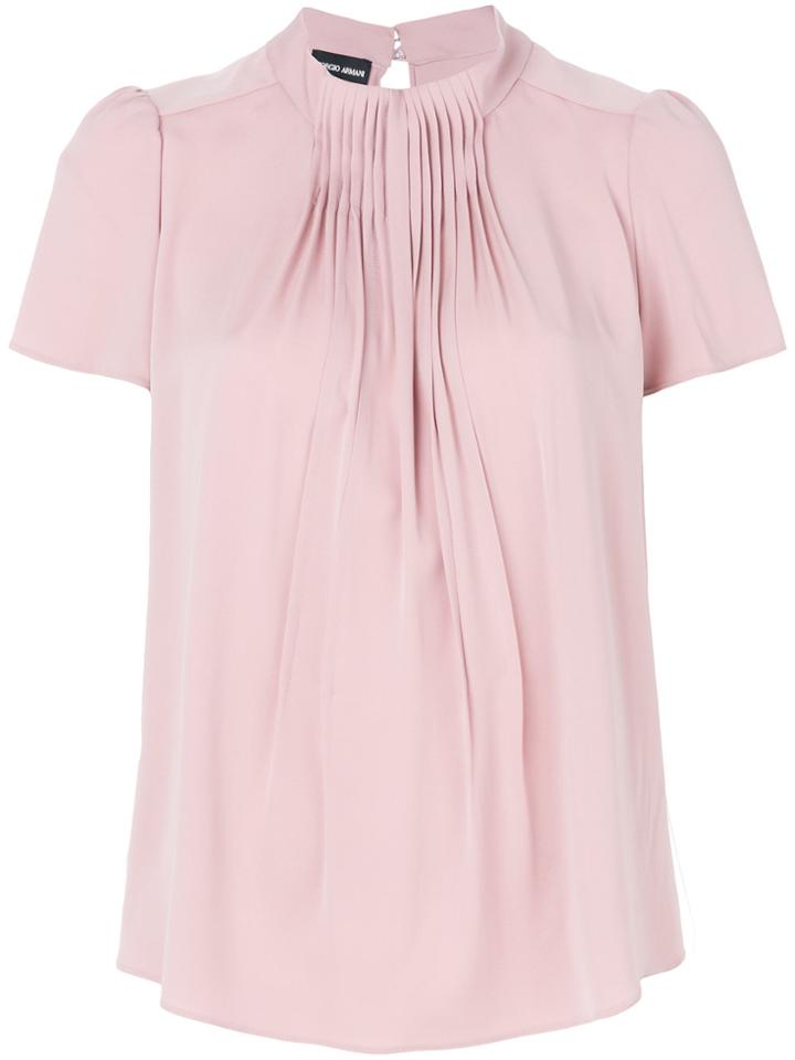 Giorgio Armani Gathered Front Blouse - Pink & Purple