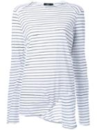 Bassike Striped Envelope Neck T-shirt, Women's, Size: 8, White, Organic Cotton