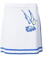 Carolina Herrera Intarsia Hummingbird Tennis Knit Skirt - Blue