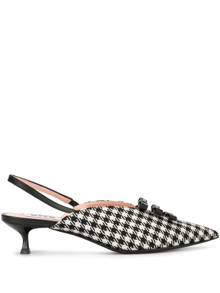 Msgm Houndstooth Slingback Pumps - Black