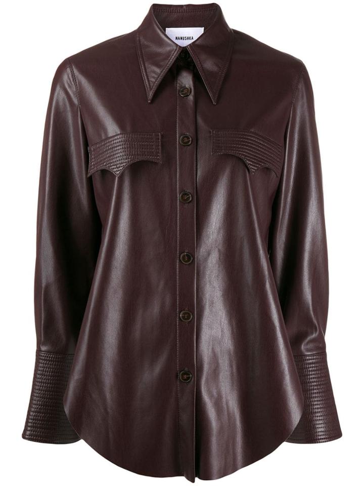 Nanushka Top Stitch Shirt - Red
