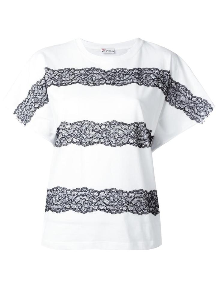 Lace-up Detailing T-shirt, Women's, Size: Xs, White, Polyamide/cotton, Red Valentino