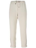 Brunello Cucinelli Side Stripe Trousers, Women's, Size: 44, Nude/neutrals, Viscose/virgin Wool