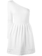 Fendi Geometric Lace One Shoulder Dress, Women's, Size: 38, White, Polyester/viscose