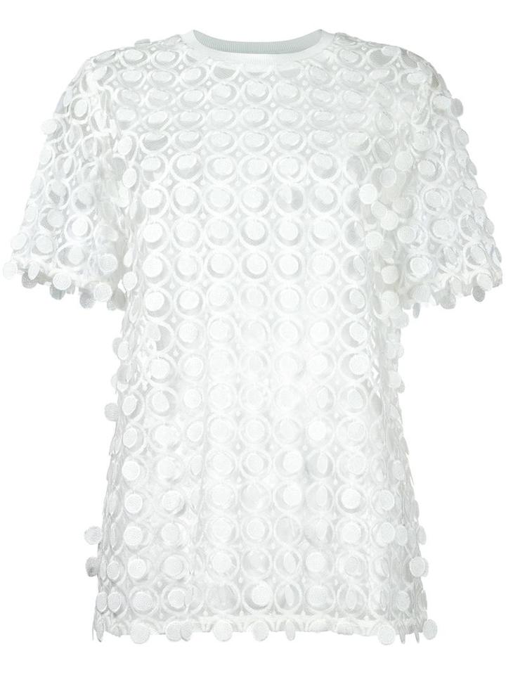 Carven Lace Detail Blouse, Women's, Size: 36, White, Polyester