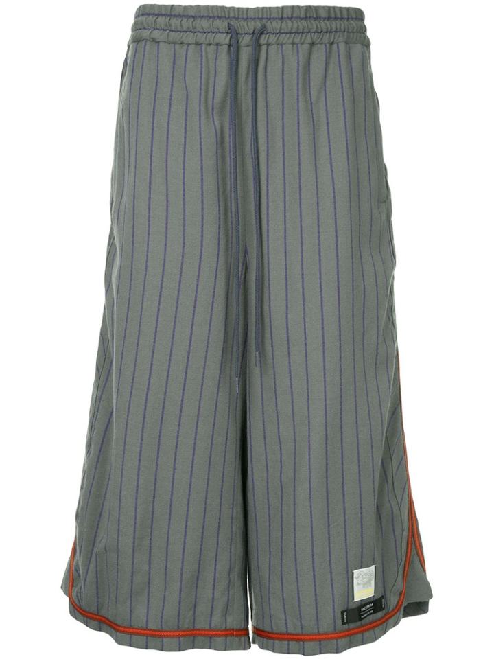 Facetasm Long Striped Shorts - Grey