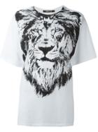Roberto Cavalli Lion Print T-shirt, Women's, Size: 40, White, Cotton