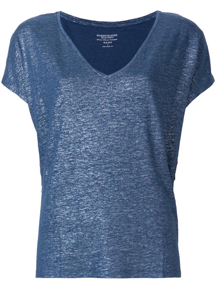 Majestic Filatures Metallic V-neck T-shirt - Blue