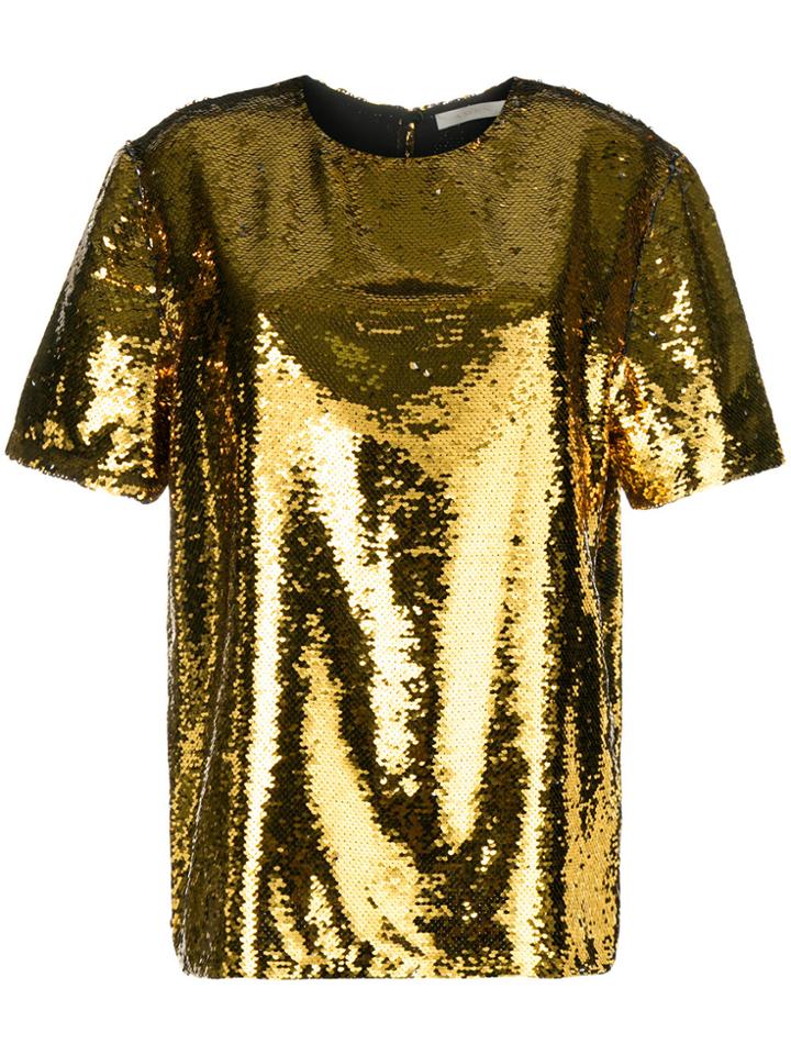 Amen Sequin Short Sleeve Blouse - Metallic