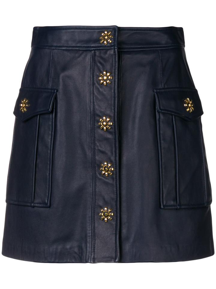 Michael Michael Kors Leather Cargo Skirt - Blue