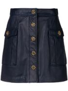 Michael Michael Kors Leather Cargo Skirt - Blue