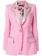 Dolce & Gabbana Single Breasted Blazer With Small Roses - Pink &