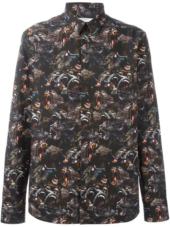 Givenchy Babboon Print Shirt, Men's, Size: 39, Black, Cotton