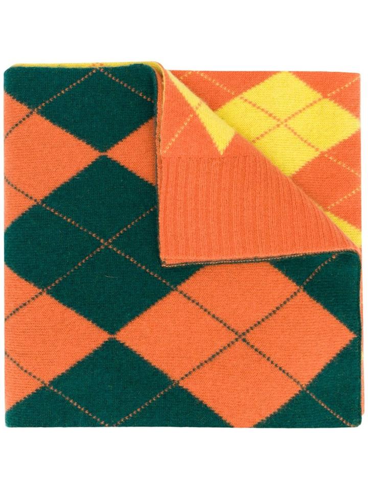 Pringle Of Scotland Argyle Intarsia Scarf - Orange