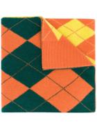 Pringle Of Scotland Argyle Intarsia Scarf - Orange