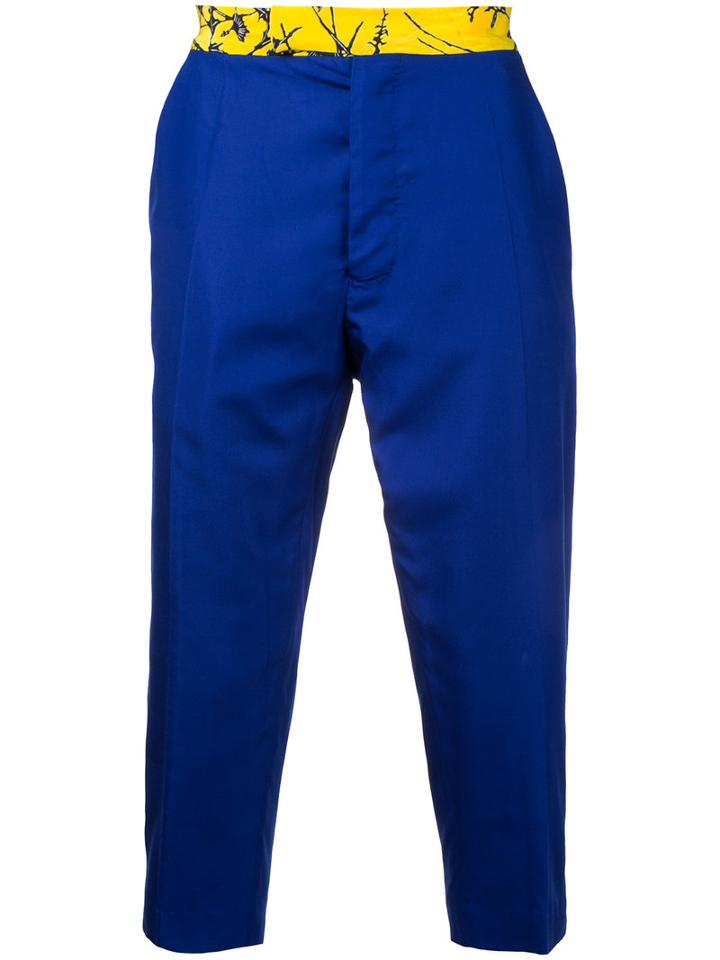 Haider Ackermann - Printed Cropped Trousers - Men - Silk - 46, Blue, Silk