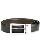 Ermenegildo Zegna Silver-tone Buckle Belt, Men's, Size: 110, Black, Calf Leather