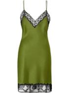 Burberry Lace Detail Silk Satin Slip Dress - Cedar Green