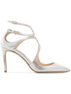 Jimmy Choo Metallic Lancer 100 Pointed Toe Leather Pumps