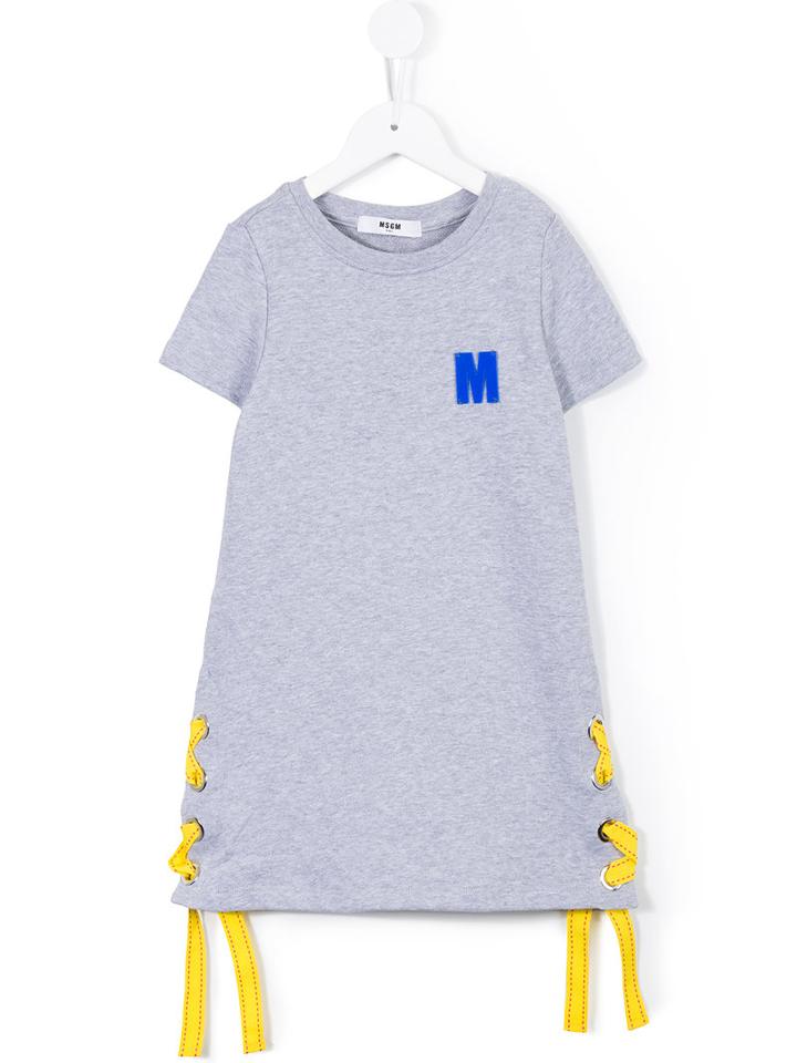 Msgm Kids - Side Lace-up T-shirt Dress - Kids - Cotton - 6 Yrs, Grey