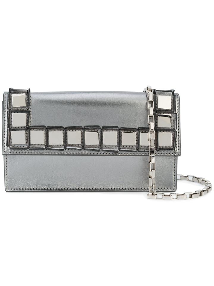 Tomasini Clutch Bag With Square Appliqué Details - Metallic