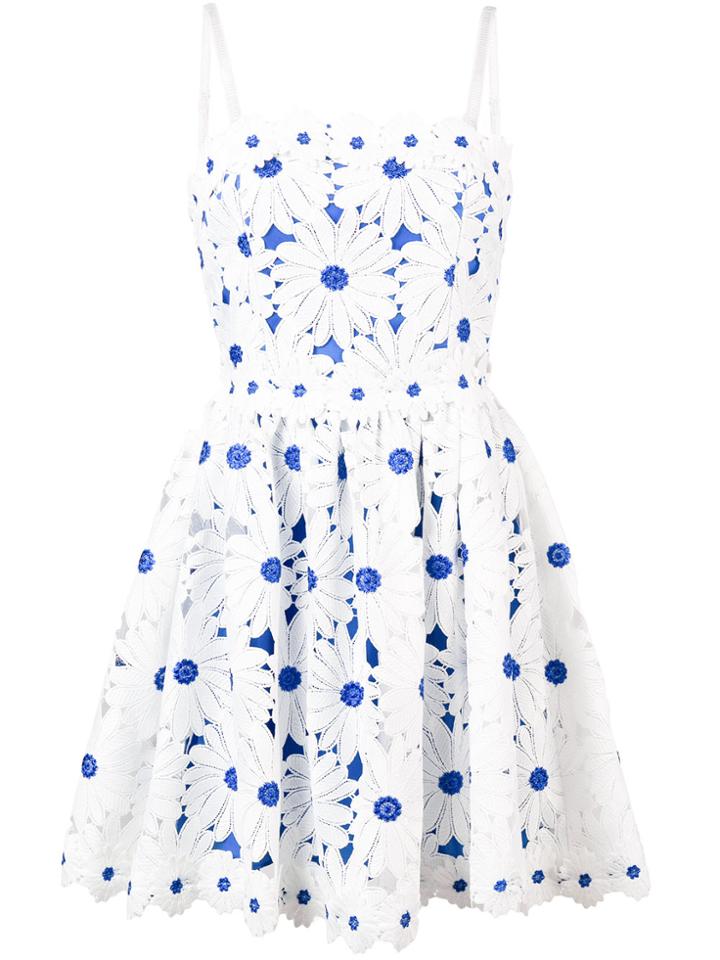 Alice+olivia Flower Appliqué Sun Dress - White