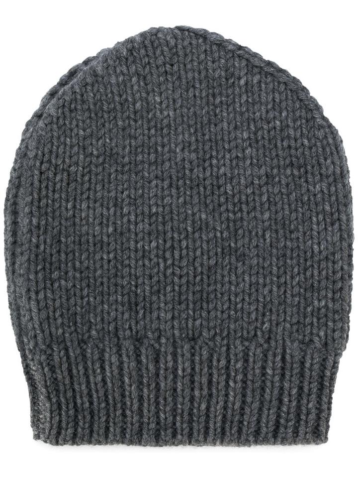 Eleventy - Ribbed Trim Beanie - Men - Cashmere - One Size, Grey, Cashmere