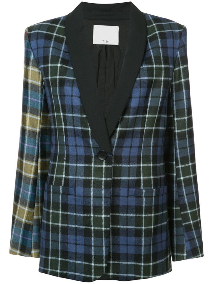 Tibi Oversized Tartan Blazer - Blue