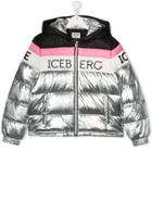 Iceberg Kids Logo Print Padded Jacket - Silver
