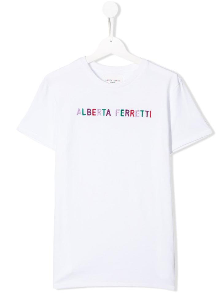 Alberta Ferretti Kids Multicoloured Logo T-shirt - White