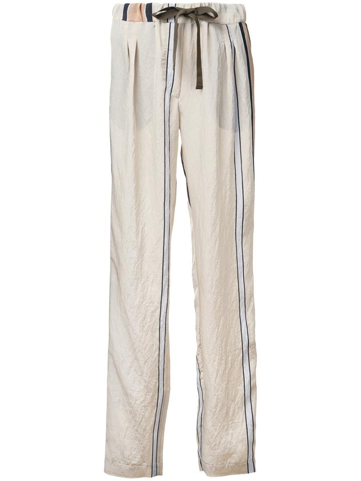 Roberto Collina Striped Trousers, Women's, Size: Medium, Nude/neutrals, Nylon/acetate
