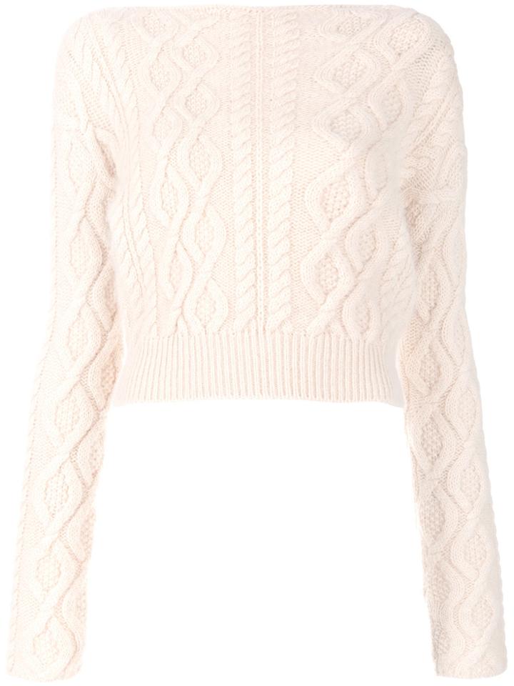 Lanvin Cable-knit Cropped Sweater - Nude & Neutrals