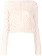 Lanvin Cable-knit Cropped Sweater - Nude & Neutrals
