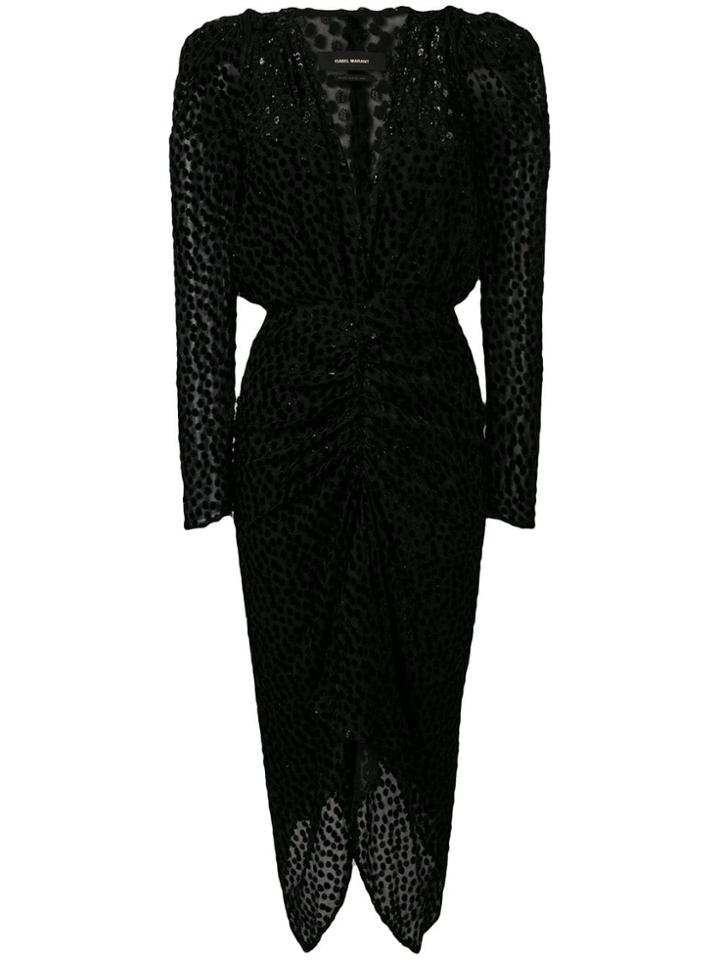 Isabel Marant Maray Dotted Velvet Cocktail Dress - Black