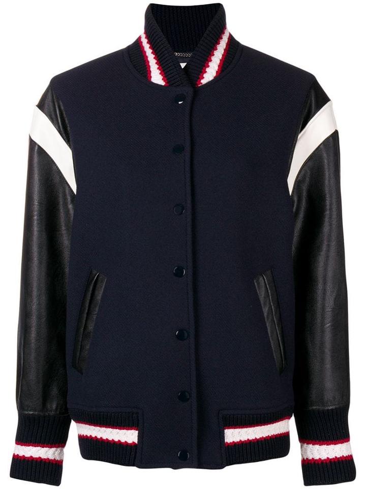 Stella Mccartney Slogan Appliqué Bomber Jacket - Blue