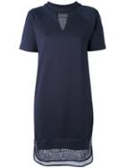 Moncler - Mesh Panel Sweat Dress - Women - Cotton/triacetate - L, Blue, Cotton/triacetate
