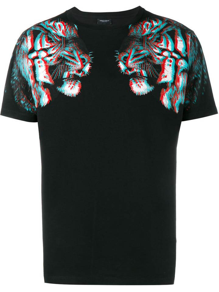 Marcelo Burlon County Of Milan Tajo Tiger-print T-shirt, Men's, Size: Large, Black, Cotton