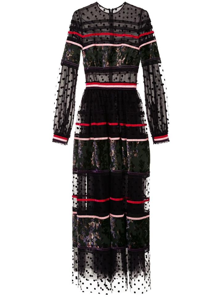 Costarellos Polka Dot Panel Gown - Black
