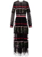 Costarellos Polka Dot Panel Gown - Black
