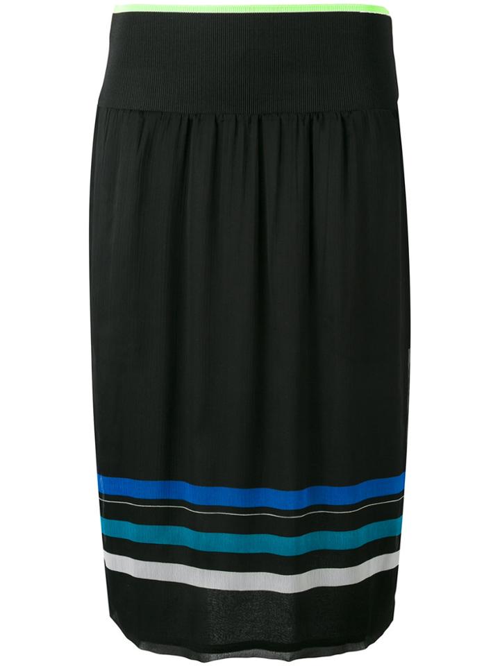 Diesel Striped Obessie Pleated Skirt - Black