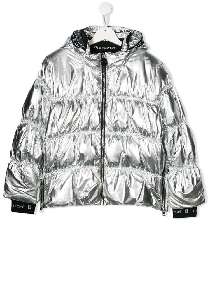 Givenchy Kids Teen Metallic Puffer Coat - Silver