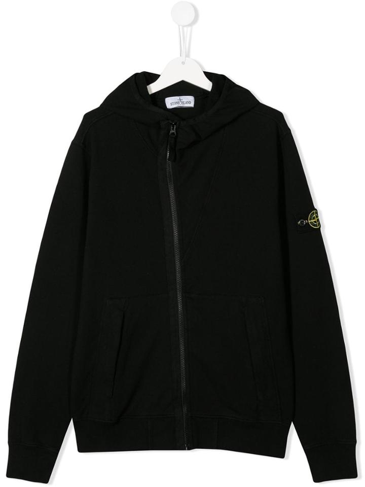 Stone Island Junior Black Zip Up Hoodie